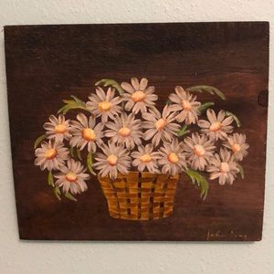 Hand Painted Basket of Daisies